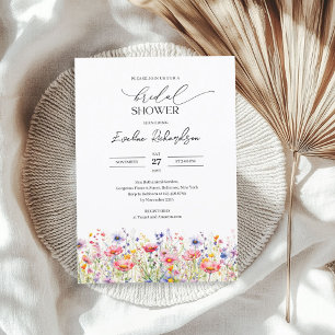 Convite Flores silvestres primavera de cor aquosa colorida