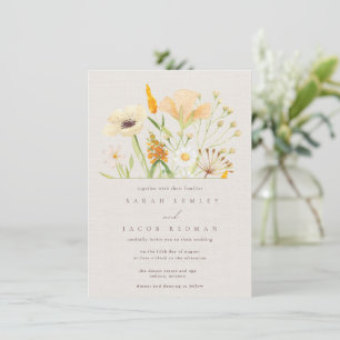 Convite Flores Silvestres Simples Casamento Botânico