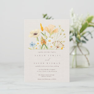 Convite Flores Silvestres Simples Casamento Botânico