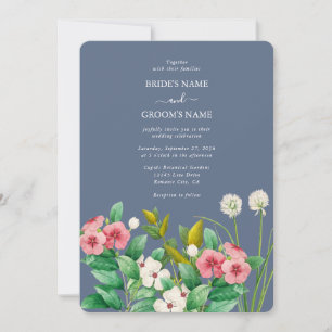 Convite Flores Silvestres Vinca Poeira Azul Casamento