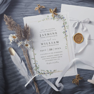Convite Flores Silvestres Vinha Rústico Elegante Casamento