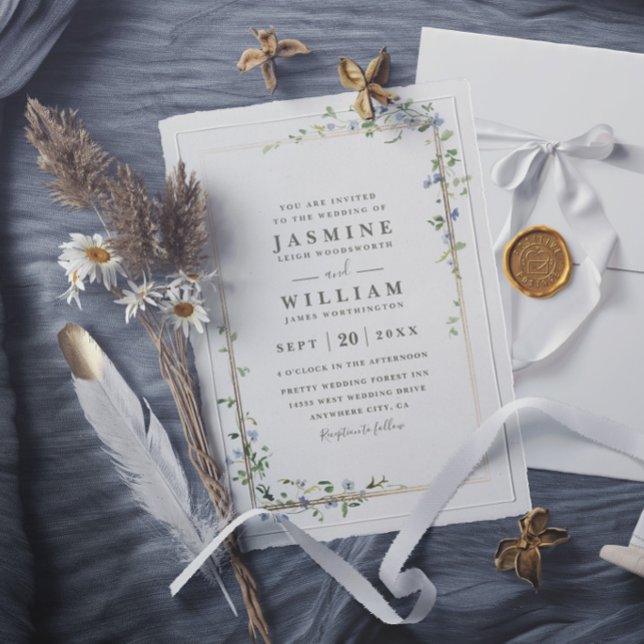 Convite Flores Silvestres Vinha Rústico Elegante Casamento (Criador carregado)