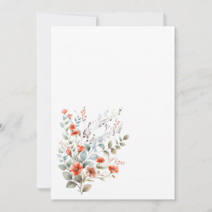 Convite Flores simples e notas musicais em branco 