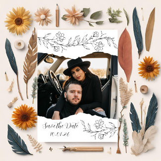 Convite Flores Sketchy e Data de Salvamento do Papel