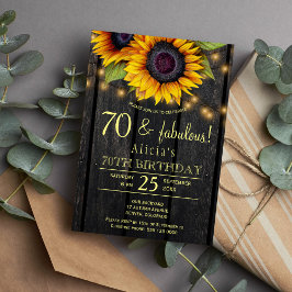 Convite Flores solares Douradas madeira de celeiro de camp