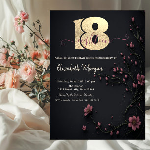 Convite Flores Sombrias Aniversário de 18 anos Gótico