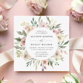 Convite Flores Sutis | Casamento Quadrado