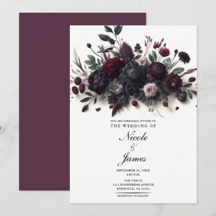 Convite Flores Temperamentais Elegante Floral de Casamento