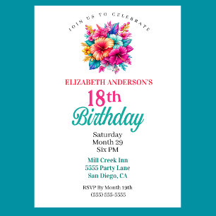 Convite Flores Tropicais Aniversário de 18 anos