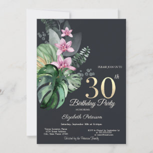 Convite Flores Tropicais Aniversário de 30 anos Sombrio