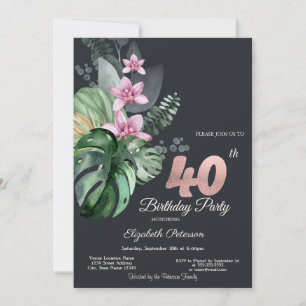 Convite Flores Tropicais aniversário de 40 anos