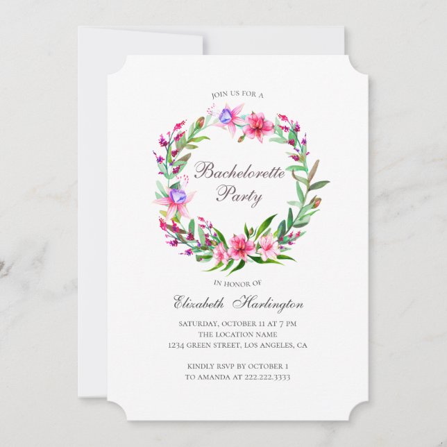 Convite Flores tropicais. Festa de solteira de destino (Frente)