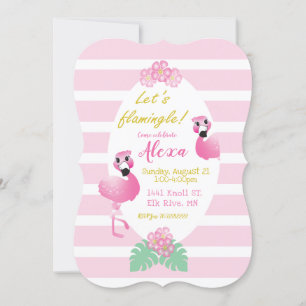 Convite Flores Tropicais Flamingo Comemoram Flamingle Pink