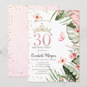 Convite Flores Tropicais Folhas Diamantes 30º Aniversário