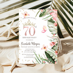 Convite Flores Tropicais Folhas Diamantes 70º Aniversário