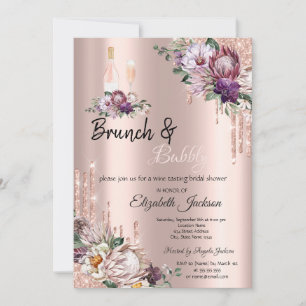 Convite Flores Tropicais Gostas de Ouro Rosé Brunch & Espu