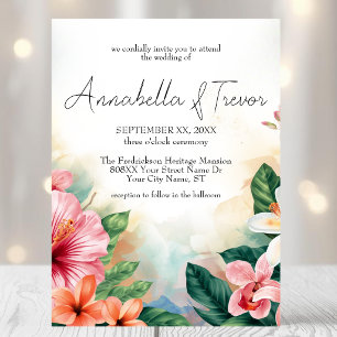 Convite Flores Tropicais Havaianas Coloridas Casamento