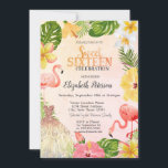 Convite Flores Tropicais Palm Flamingos Vestidos Doce 16<br><div class="desc">Flores tropicais com folhas de palma e flamingos. Este convite é facilmente personalizado para o seu evento simplesmente adicionando os seus detalhes.</div>
