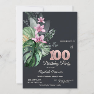 Convite Flores Tropicais Sombrias 100º Aniversário