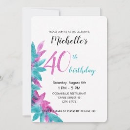 Convite Flores Turquesas-Rosa-Abstrato Havaianas