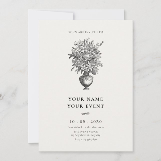 Convite Flores venenosas em vaso antigo (Frente)