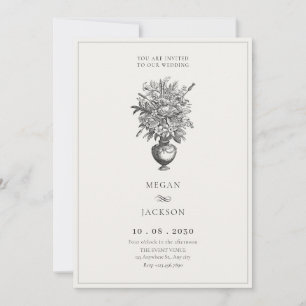 Convite Flores venenosas no casamento antigo de vaso