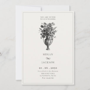 Convite Flores venenosas no casamento antigo de vaso