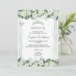 Convite Flores Verdes Sage, Floral Doce Dezesseis
