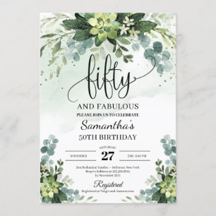 Convite Flores verdes succultas fazem 50 anos
