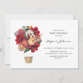 Convite Flores Vermelhas Balão de Ar Quente