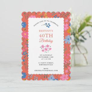 Convite Flores Vermelhas Boho de Flores Silvestres Anivers