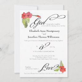 Convite Flores Vermelhas Deus é Amor Caligrafia Religião