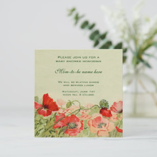 Convite Flores Vermelhas Flores Chá de fraldas Floral