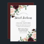 Convite Flores Vermelhas Rosa e Borgonha Fora Doce 16<br><div class="desc">Flores Vermelhas Rosa e Borgonha Doce 16 Convites de festas Ver coleção correspondente em Niche e Nest Store</div>