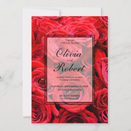 Convite Flores vermelhas rosas vermelhas Elegantes