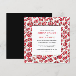 Convite Flores Vermelhas Russas Casando Invita