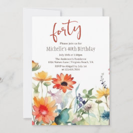 Convite Flores Vibrantes Coloridas Flores Selvagens aniver