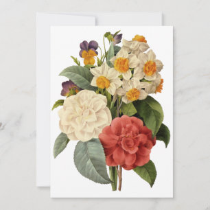 Convite Flores Vintage, Camellias e Narciso, Redoute