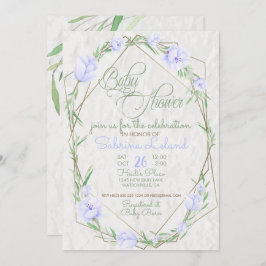 Convite Flores Violetas Chá de fraldas Greenery Terrarium