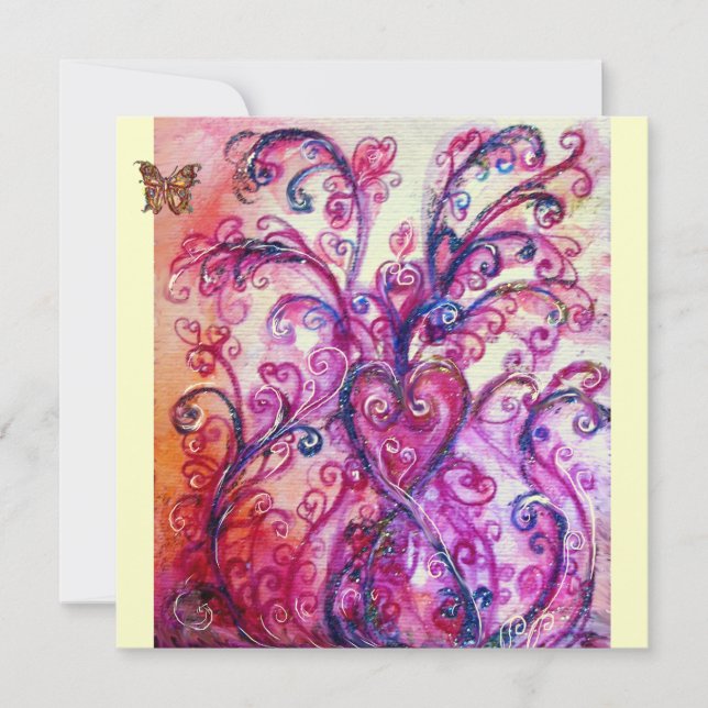 Convite FLORESCÊNCIAS CAPRICHOSAS vermelho rosa roxo marfi (Frente)