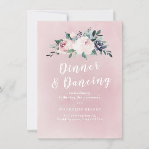 Convite Florescer botânica cora recepção de casamento