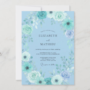 Convite Florescer Casamento Flor Azul Céu