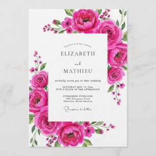 Convite Florescer Casamento Flor Magenta
