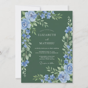 Convite Florescer em Pó Azul Casamento