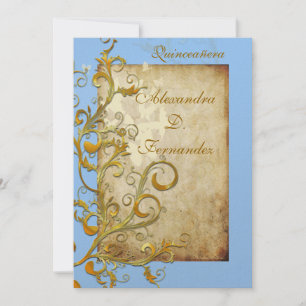 Convite Florescer vintage espirais/borboletas