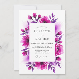 Convite Florescimento Artístico de Casamento Magenta