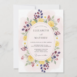 Convite Florescimento Botânico Amarelo Berries Casamento