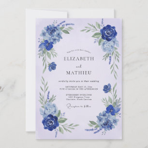 Convite Florescimento Botânico Cobalto Casamento
