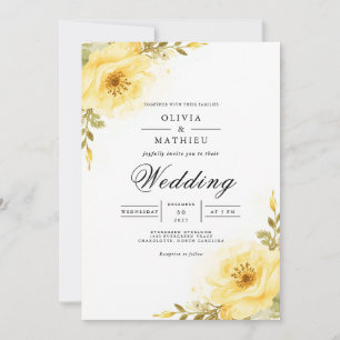 Convite Florescimento de Acento Floral Dourado Casamento