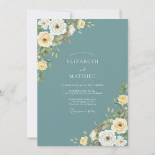 Convite Florescimento de Rosa Azul Casamento